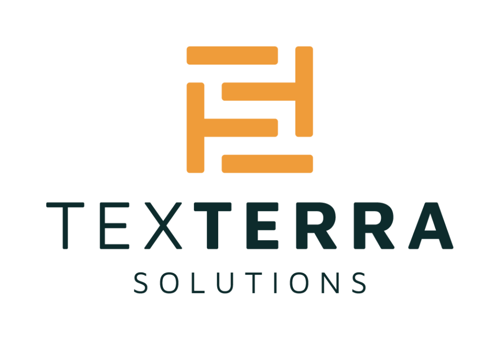 TexTerra Solutions logo featuring an orange geometric emblem above the company name